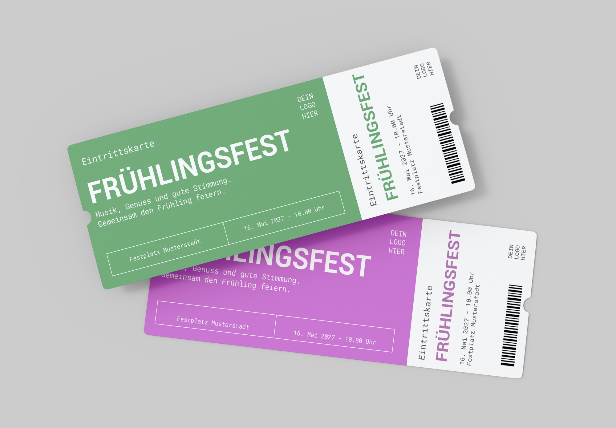 Veranstaltungsanzeige mit Eintrittskarten und Eventdrucksachen